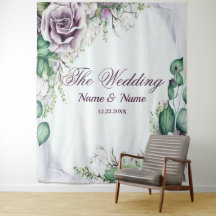 Cortège de mariage floral violet feuillage vert ru
