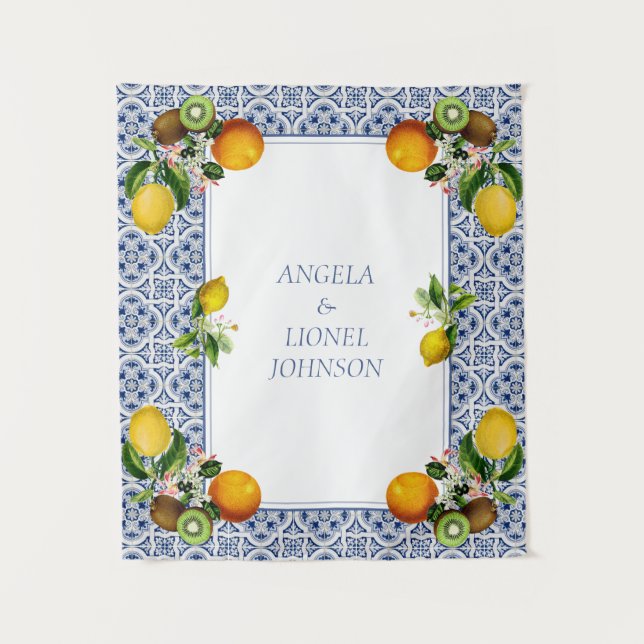 Tenture Côte d'Amalfi Carreaux de citron Italie Noms perso (Devant)