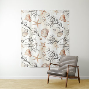 Tenture Côtière rustique - Coquillages, Starfish, Reef (31