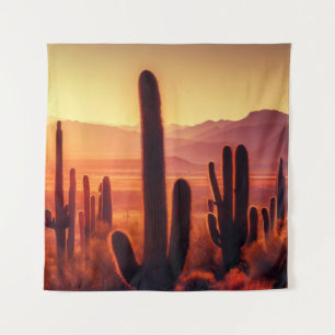 Tenture Coucher de soleil de cactus du désert de l'Arizona