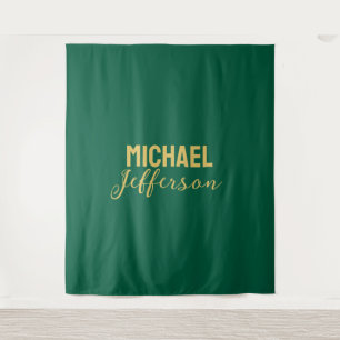 Tenture Couleur vert or élégant nom minimaliste moderne