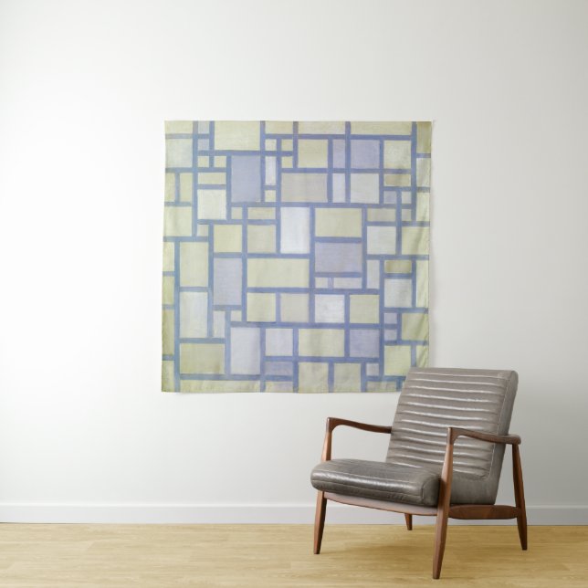 Tenture Couleurs vives Lignes gris | Piet Mondrian | (En situation)