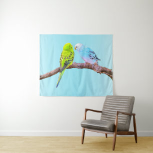 Tenture Couple de bougie mignonne en vert et bleu