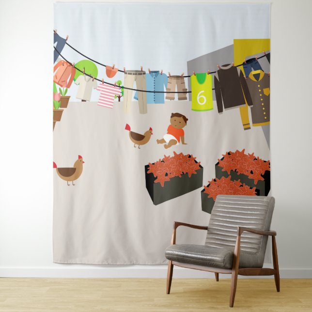 Tenture Cour en Colombie (En situation)