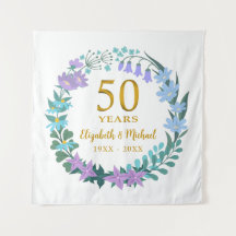 Couronne de jacinthes bleues florales dorées du 50