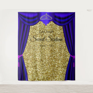 Tenture Couronne de princesse Sweet 16 Bleu Rideau Paillet