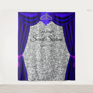 Tenture Couronne de princesse Sweet 16 Tiara Bleu Paillett