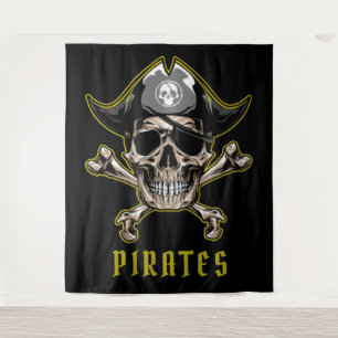 Tenture Crâne pirate Capitaine Trésor Royal arrière-plan