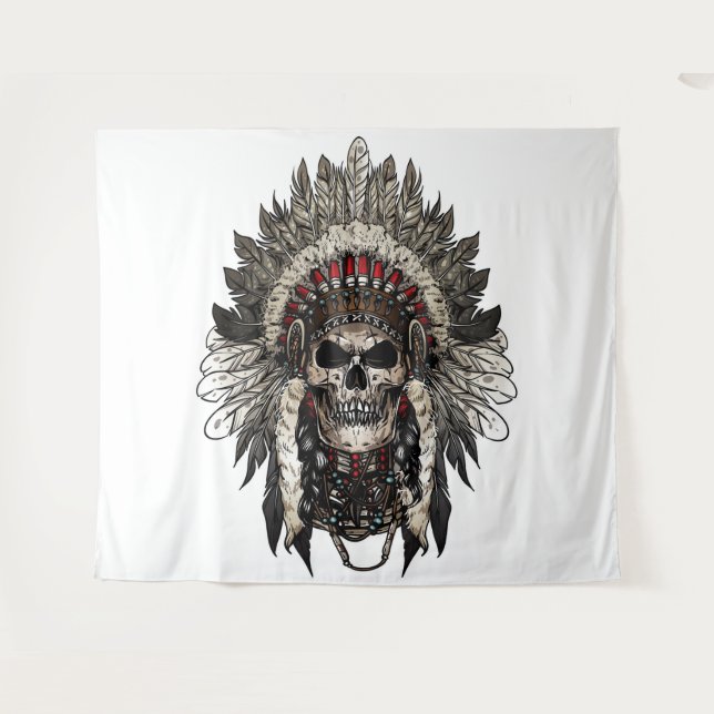 Tenture Crâne Tribal (Devant (Horizontal))