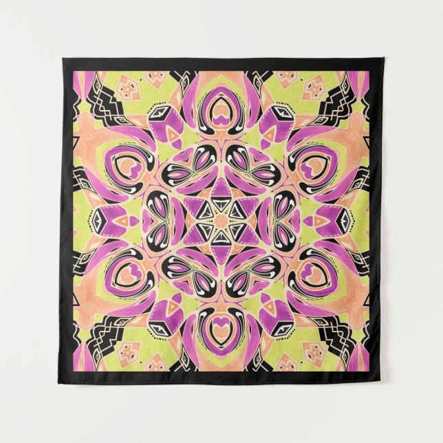 Tenture Crimson, mandala multicolore (Devant)