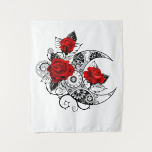 Tenture Croissant mécanique avec roses rouges