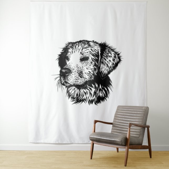 Tenture Croquis en tête de canine (En situation)