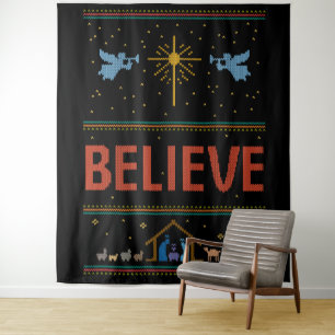 Tenture CROYEZ VRAIMENT Chandail de Noël religieux chrétie