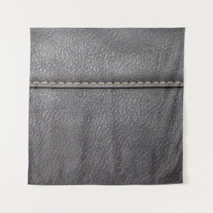 Tenture Cuir noir cousu avec couture blanche
