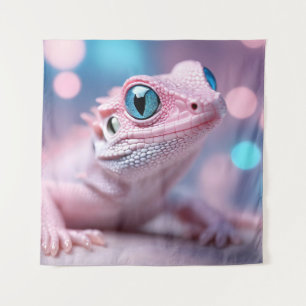 Tenture Cuisine Petit Lézard Rose aux Grands Yeux Bleus