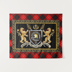 Tenture Cunningham Clan Badge & Motto avec Lions
