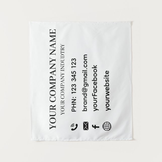 Tenture Custom Company Info Text Wall Branding Design (Devant)