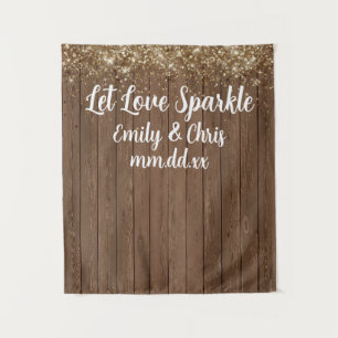 Tenture Custom Let Love Sparkle Mariage Rustic Wood Prop
