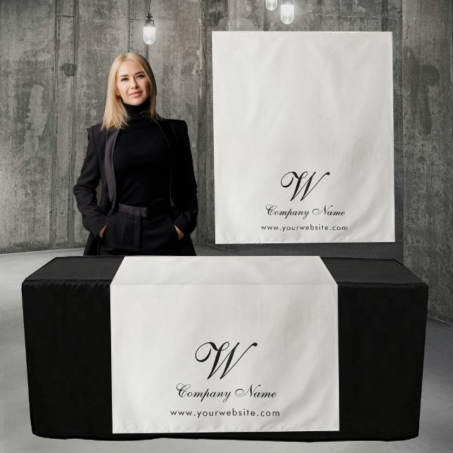 Tenture Custom Linen Business Table Runner Banner Script (Custom Linen Business Table Runner Banner Script Tapestry)
