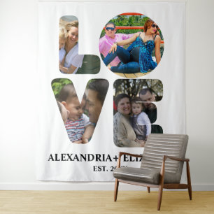 Tenture Custom modern love 4 photo collage pour couples