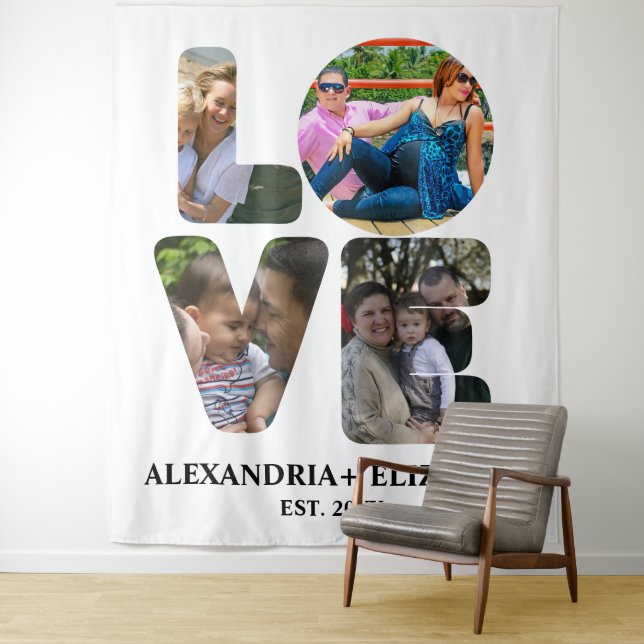 Tenture Custom modern love 4 photo collage pour couples (En situation)