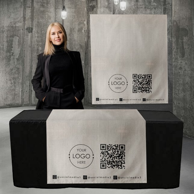 Tenture Custom Table Runner Banner Linen Business QR Code (Custom Table Runner Banner Linen Business QR Code Tapestry)