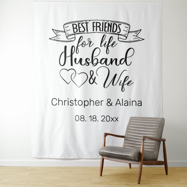 Tenture Customizable Wedding Quote Backdrop (En situation)