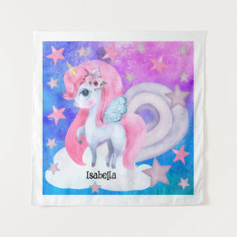Tenture Cute aquarelle Rainbow Unicorn Personnalisé