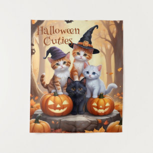 Tenture Cute automne Halloween Kittens en costumes Citroui