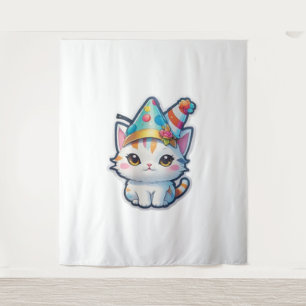 Tenture Cute cat organise une fête du Nouvel An