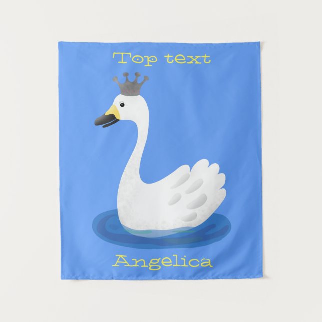 Tenture Cute cygne blanc avec dessin de la couronne (Devant)