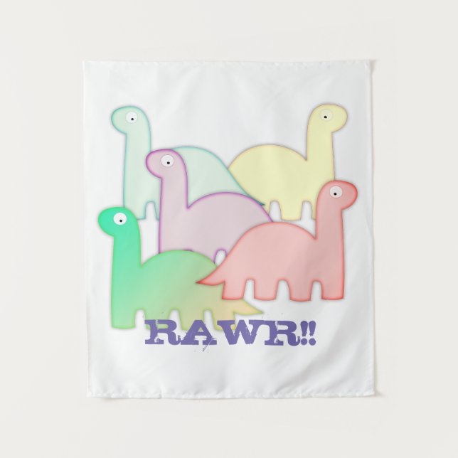 Tenture Cute Dinosaures Pastel Coloré (Devant)