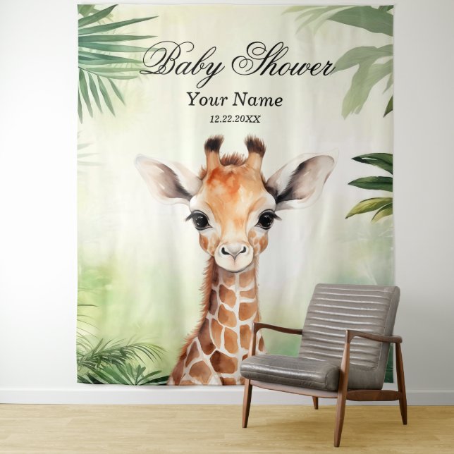 Tenture Cute Giraffe Jungle Baby shower Party Belle (En situation)