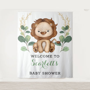 Tenture Cute Lion Jungle King Baby shower de verdure Bienv
