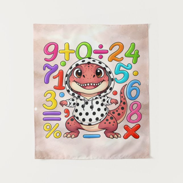 Tenture Cute Maths Dinosaur Numbers Poster for Kids (Devant)