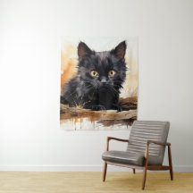 Cute noir Chat aquarelle Art