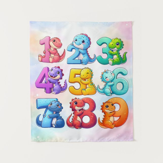 Tenture Cute Numbers Animals Maths Poster for Kids (Devant)