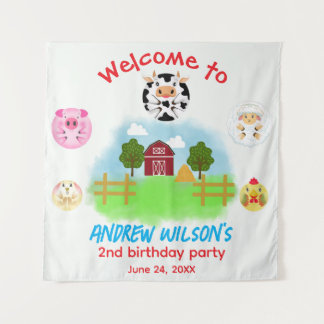 Tenture Cute Party Animals Rustic Farm Ready to Play Balls