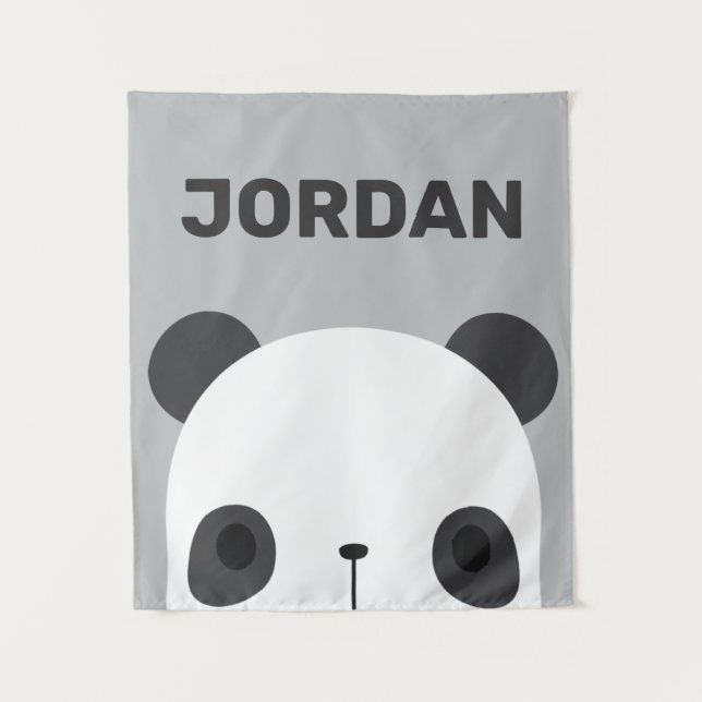 Tenture Cute petit ours Panda avec bande de nom personnali (Devant)