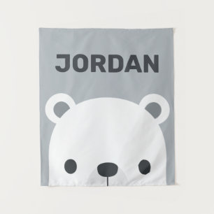 Tenture Cute petit ours polaire avec bande de nom personna