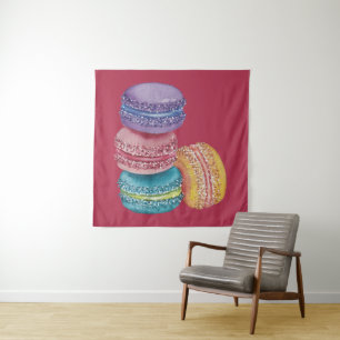 Tenture Cute Rainbow Macaroons In Watercolor
