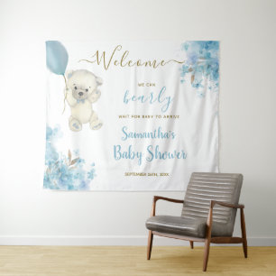 Tenture Cute Teddy Bear Boy Baby shower Affiche de bienven