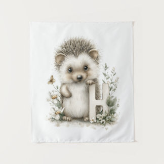 Tenture Cute Watercolour Baby Animals Alphabet  Hedgehog