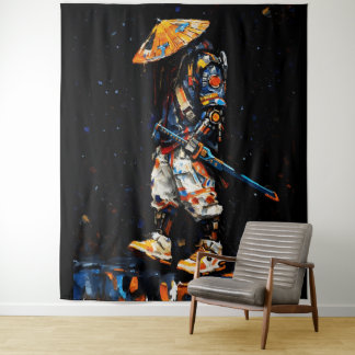 Tenture Cyber Ninja Palette Knife Neon Orange Impasto