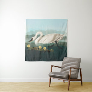 Tenture cygne audubon cygnes d'eau blanche