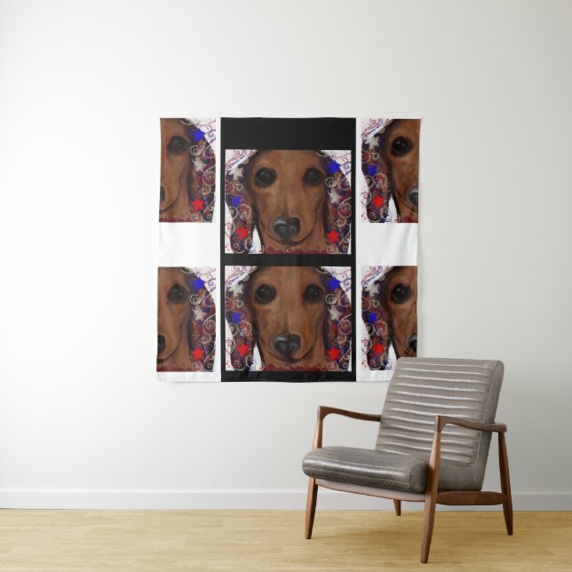 Tenture Dachshund Rouge      (En situation)