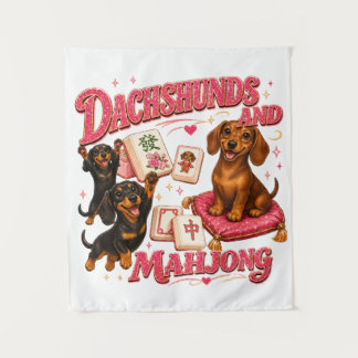 Tenture Dachshunds et Mahjong