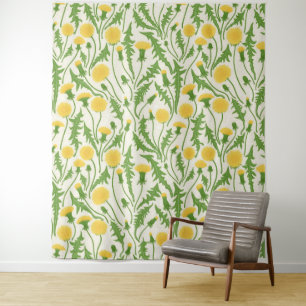 Tenture Dandelions, vert, jaune et blanc
