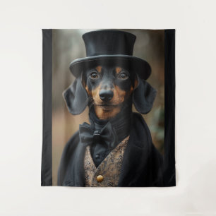 Tenture Dapper Dachshund dans l'élégante cour victorienne
