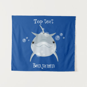 Tenture Dauphin de dessin animé kawaii mignon et heureux 
